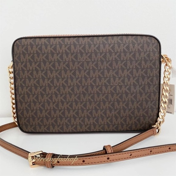 Michael Kors purse Jet Set Travel Item Crossbody bag brownn signature - Picture 3 of 8